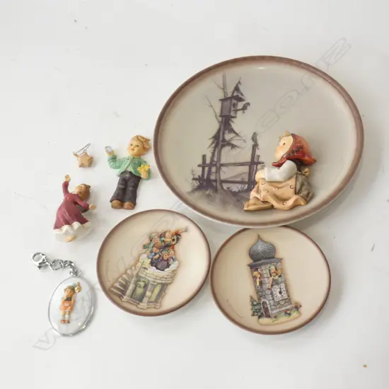 6 ASST. HUMMEL PCES; 3 PLATES ETC