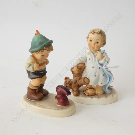 2 HUMMEL FIGURINES 'NO BED PLEASE' & 'SENSITIVE HUNTER' H.105mm