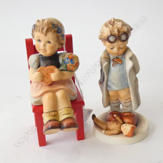 2 HUMMEL FIGURINES; DOCTOR & HEARTS DELIGHT (ON RED CHAIR) H.125mm