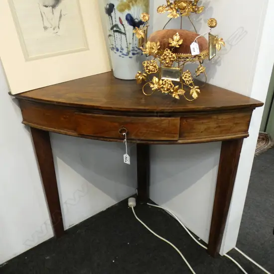 3 LEG, 1 DRAWER WOODEN CORNER TABLE 515 X 840MM