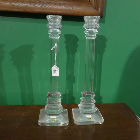 PR VAL SAINT LAMBERT CRYSTAL CANDLESTICKS H.350mm + BOXES