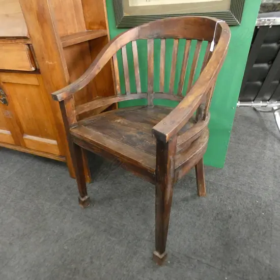OLD TEAK CAPTAINS CHAIR 