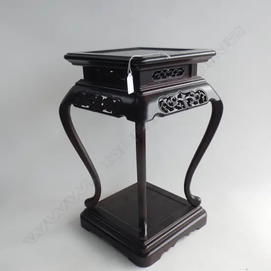 ORIENTAL QUALITY ROSEWOOD URN STAND 4 LEGS PIERCED FRIEZE H.445mm