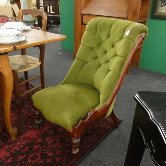 VICT -NURSING CHAIR - GREEN FABRIC