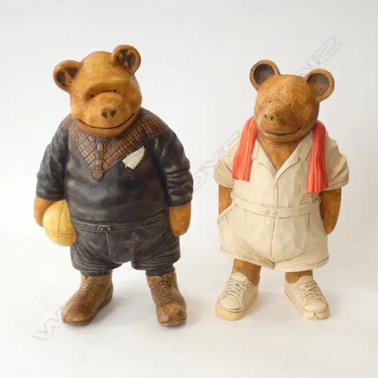 2 BRUIN CERAMICS BEARS; RUGBY & CRICKET H.290mm