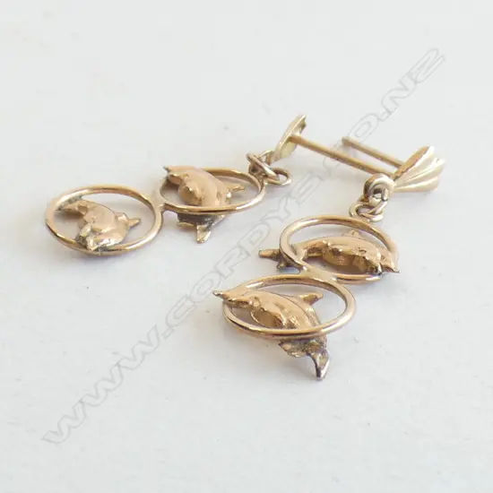 9ct GOLD DOLPHIN EARRINGS (NO BUTTERFLIES) 0.7gm