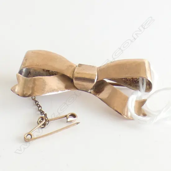 VINTAGE 9CT ROSE GOLD BOW BROOCH 5.31gms