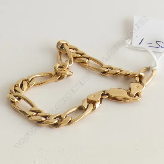 9ct YELLOW GOLD CURB LINK BRACELET 19.5gms