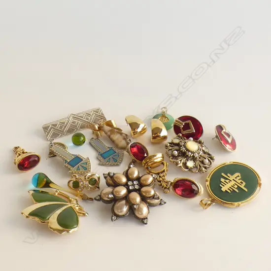 BAG ASST COSTUME JEWELLERY; EARRINGS, BROOCHES., PENDANTS ETC.. 