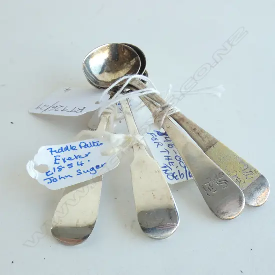 2 PRS HALLMARKED SILVER MUSTARD SPOONS 45 GRAMS