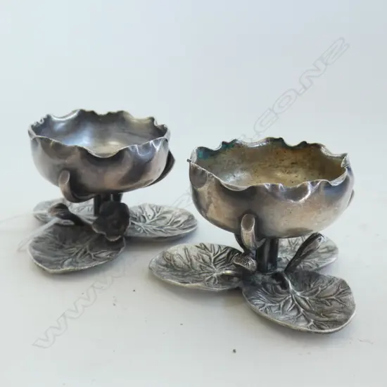 PAIR SWEDISH SILVER PLATE LILY SALTS