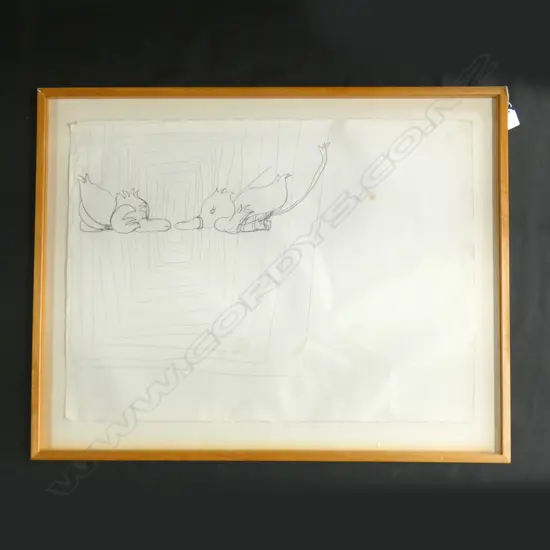 KATHY TIMMINS LARGE FRAMED PENCIL ARTWORK 'UNTITLED' 1992 570x760mm 