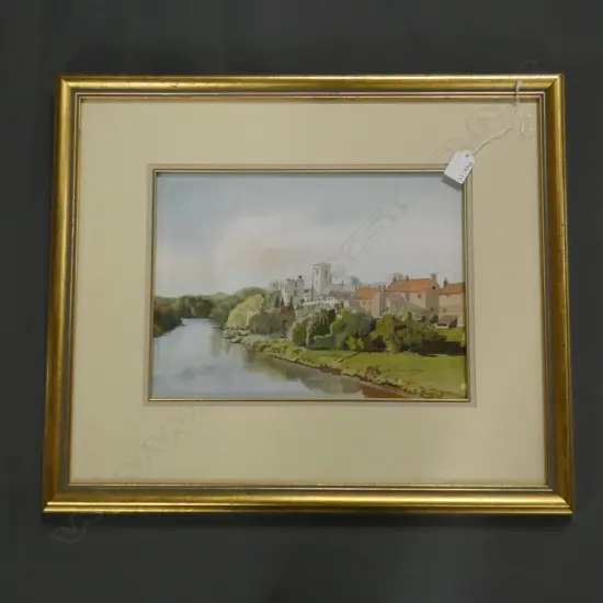 F. GILHAMPSON, WATERCOLOUR, VIEW OF WEST TANFIELD VILLAGE UK 250 x 340mm