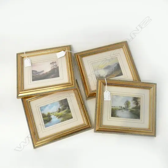 4 SML ENGLISH LANDSCAPE PRINTS, GILT FRAMES 80x100mm