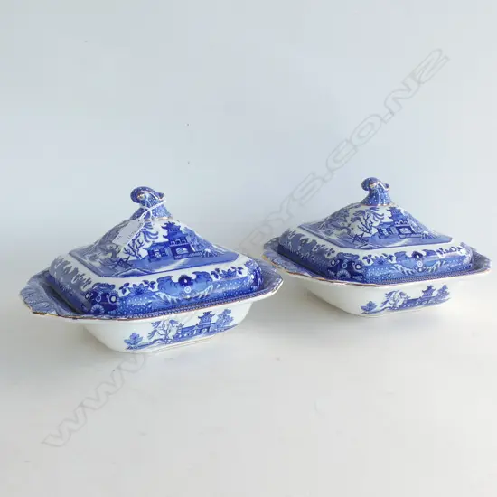 PR BURLEIGH WARE WILLOW SQUARE TUREENS 260mm sq