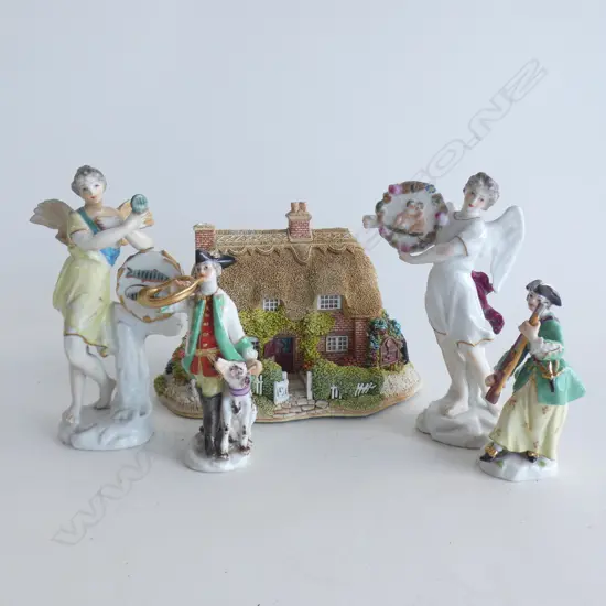 4 ANTIQUE MEISSEN FIGURES + LILYPUT LANE 'NEW FOREST TEAS' AF