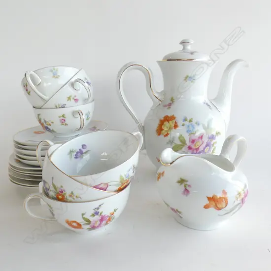 ROSENTHAL PART SET; COFFEE POT, MILK JUG & 5 TRIOS  + SPARES