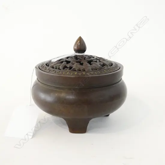 CHINESE BRONZE INCENSE BURNER 90mm dia