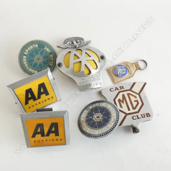 ASST. VINTAGE CAR PLATES; AA, MG CLUB ETC