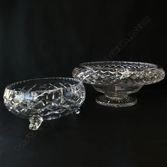 LG CIRCULAR CRYSTAL COMPOTE & 1 OTHER BOWL, DIA. 190 & 290mm