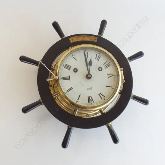 SCHATZ 'AWATERE' SHIPS WHEEL CLOCK 340mm dia