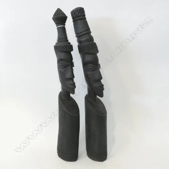 PAIR OF CARVED 20thC EBONY AFRICAN FERTILITY FIGURES- 560mmH