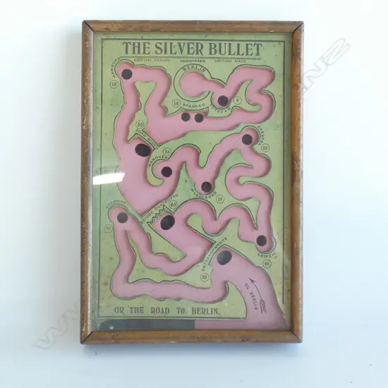 FRAMED VINTAGE BALL GAME 'THE SILVER BULLET' 220x145mm