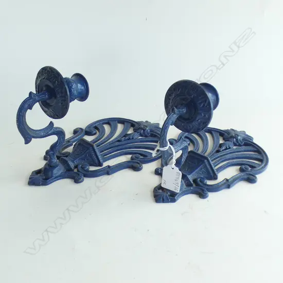 PR BLUE PAINTED VINTAGE CAST IRON WALL CANDLE SCONCES H.260mm