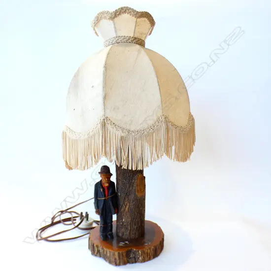 CARVED WOODEN VINTAGE LAMP H.450mm