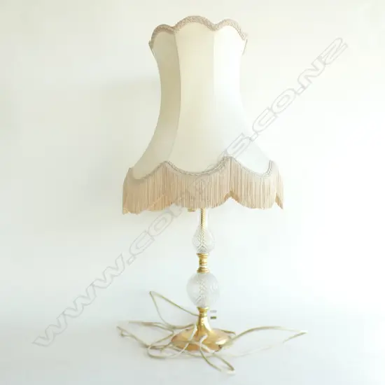 VINTAGE BRASS & GLASS LAMP H.650mm