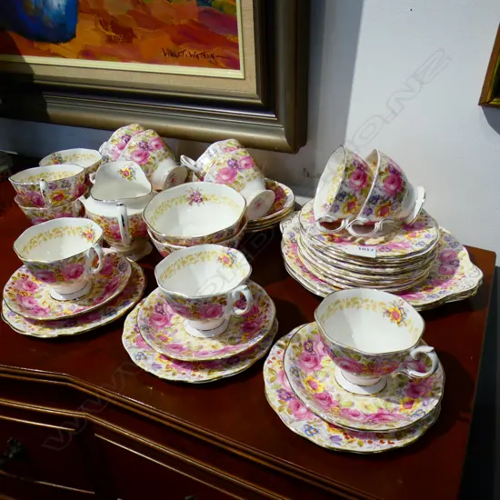 ROYAL ALBERT 'SERENA'  12 PLACE TEA SERVICE, 2 FAULTED