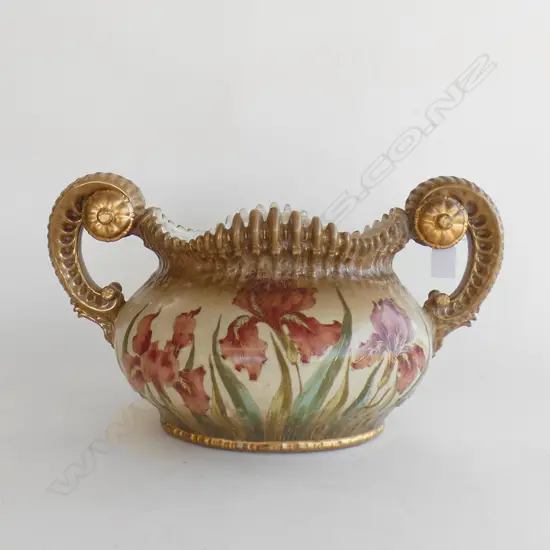 UNUSUAL LARGE VICTORIAN DOUBLE HANDLED VASE W.430mm AF REPAIRS