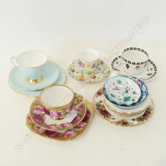 2 TRIOS; OCR & BLUE TUSCAN PLUS OCR PLATE & 6 SM DISHES