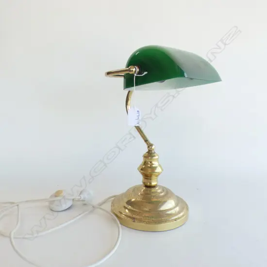 GREEN GLASS BANKERS LAMP H.370mm