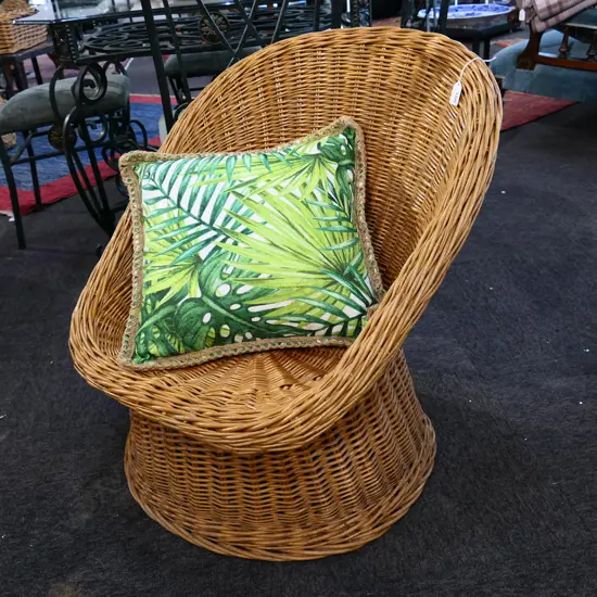 DUTCH 1950s DESIGNER CANE CHAIR WITH CUSHION - probably Dirk Van Sliedregt