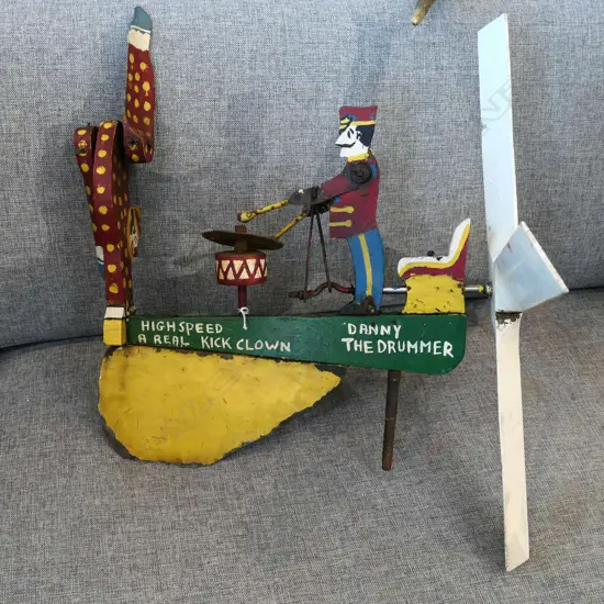 VINTAGE CIRCUS WHIRLIGIG, 'DANNY THE DRUMMER' W.480mm