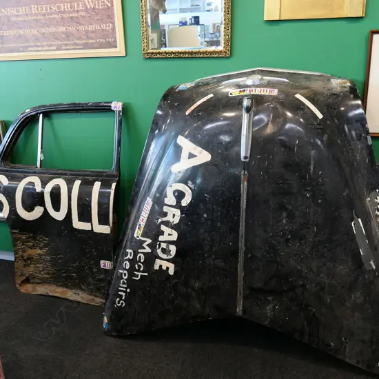 VINTAGE STOCKCAR PARTS- 1950’S PLYMOUTH BONNET + DOOR