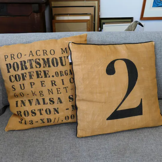 PR LG HESSIAN CUSHIONS WITH BLACK PRINTING