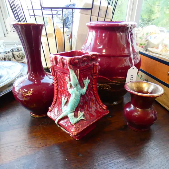 4 MAROON CERAMIC VASES H.180mm