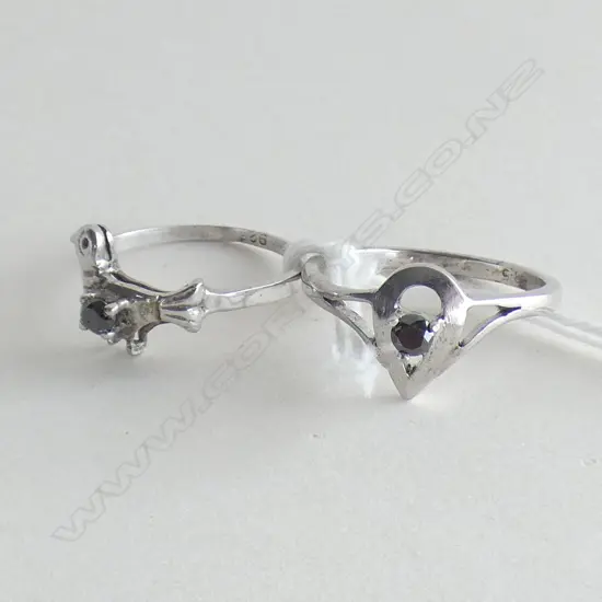 2 BLACK DIAMOND & 925 SILVER RINGS