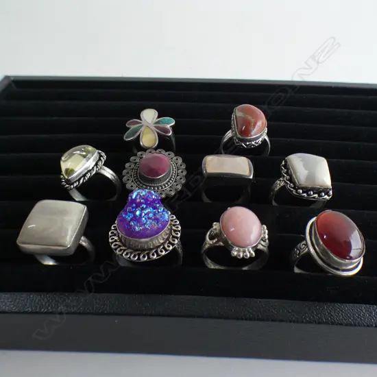 10 ASST. 925 SILVER RINGS 73 GRAMS