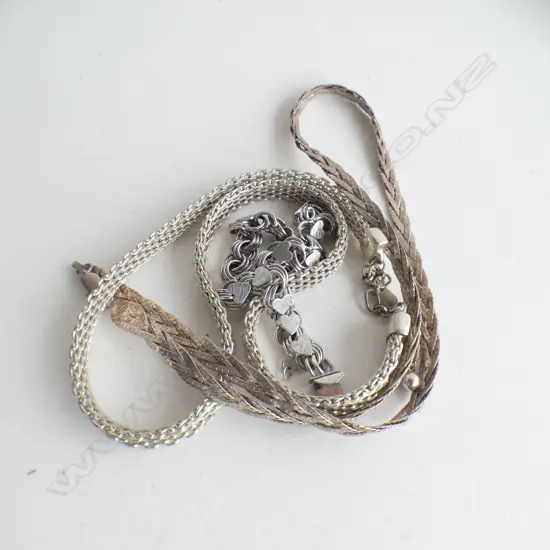 2 STG NECKLACES + BRACELET 74 GRAMS