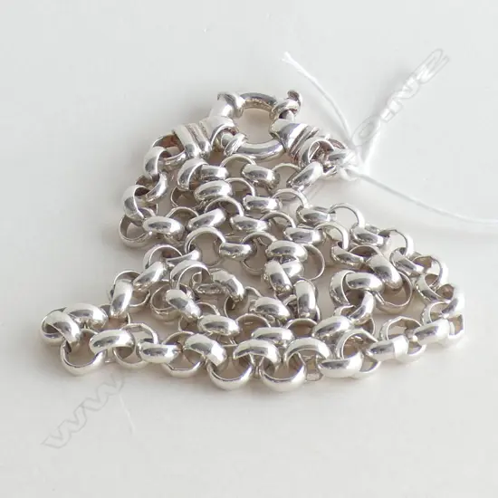 SILVER BELCHER LINK NECK CHAIN L.400mm