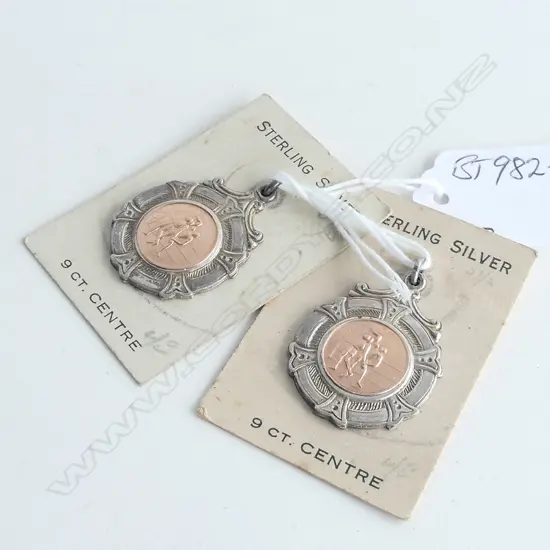 2 NEW OLD STOCK SILVER & 9CT GOLD BOXING MEDALLIONS