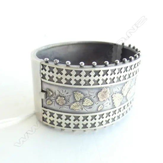 VICTORIAN SILVER & GOLD LEAF BANGLE 40 GRAMS