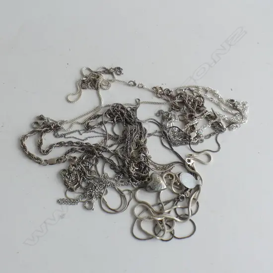 16 ASST. FINE SILVER CHAINS 50 GRAMS APPROX