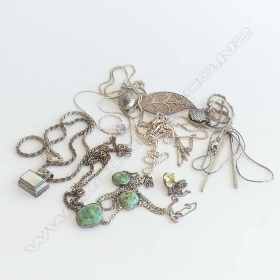 BAG 8 ASST STG CHAINS WITH PENDANTS; MIXED STONE ETC..