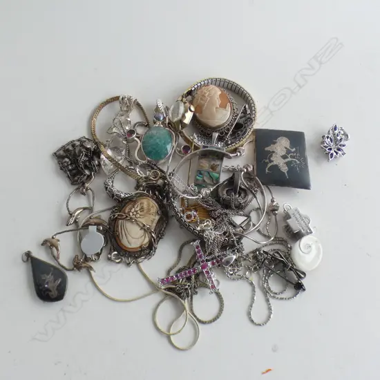 ASST. MOSTLY 925 SILVER JEWELLERY; 165 GRAMS + WATCH
