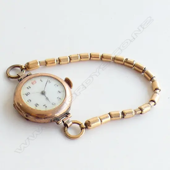 VINTAGE 9CT GOLD LADIES WRIST WATCH WITH GOLD PLATED STRAP 16.36gm (including movement and strap) AF
