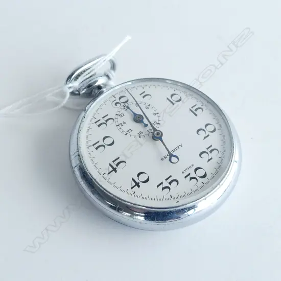 VINTAGE CHROME CASED 'SECURITY' STOP WATCH. RUNNING